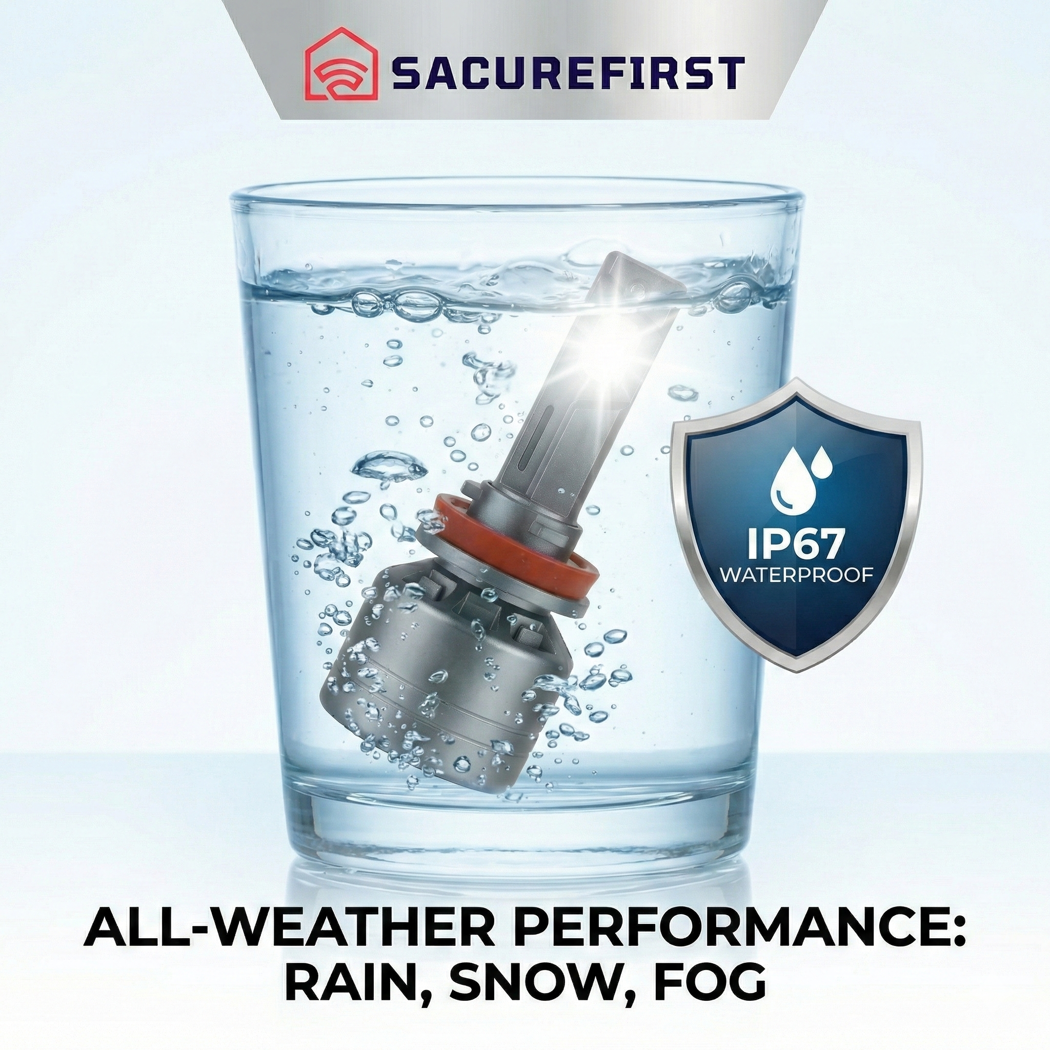 SACUREFIRST 400W 65,000LM LED Headlight Bulbs , 600% Brighter Canbus Ready Conversion Kit, 6500K Cool White High Power CSP Chips, IP67 Waterproof, 50,000+ Hrs Lifespan, 2-Year Warranty (Pack of 2)