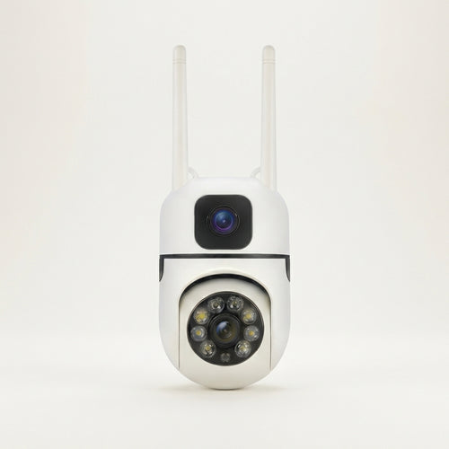 SecureFirst Ultra-HD Dual Lens WiFi Security Camera – 360° PTZ Indoor/Outdoor Surveillance with Color Night Vision, Motion Tracking, Two-Way Audio, & Remote App Monitoring